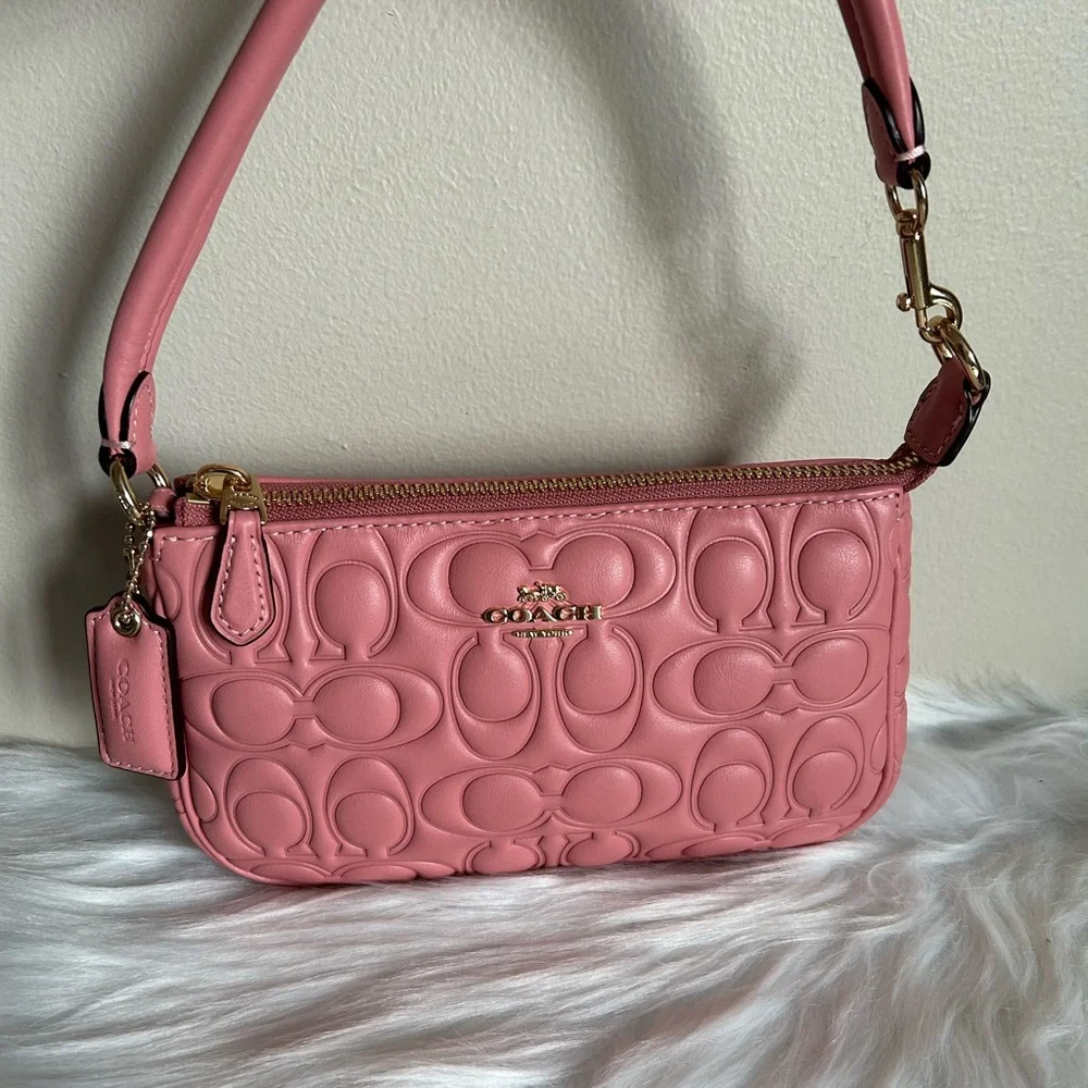 Coach Nolita 19 Pink Quilted Leather Signature C Shoulder Bag Excellent - Picture 2 of 10